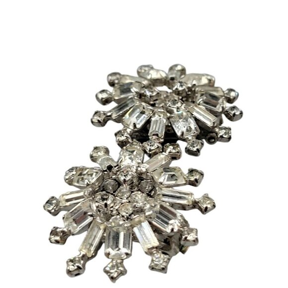 Kramer Clip On Earrings Early 1940s Sparkling Star Crystal Signed Kramer Vtg - Picture 8 of 16